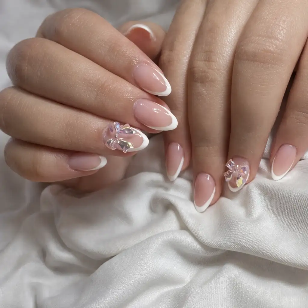 Alongamento de unhas com nail art delicada